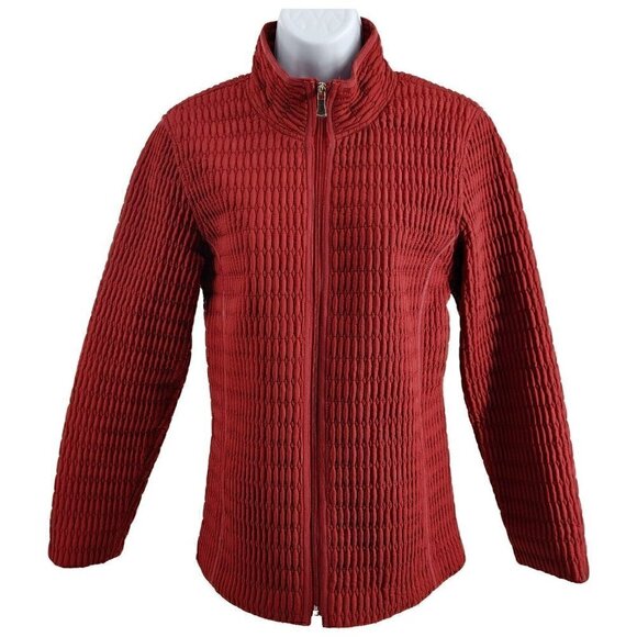 TWEEDS Womens Red Quilted Zip Front Puffer Jacket with Vertical Pockets Size M - Picture 1 of 8
